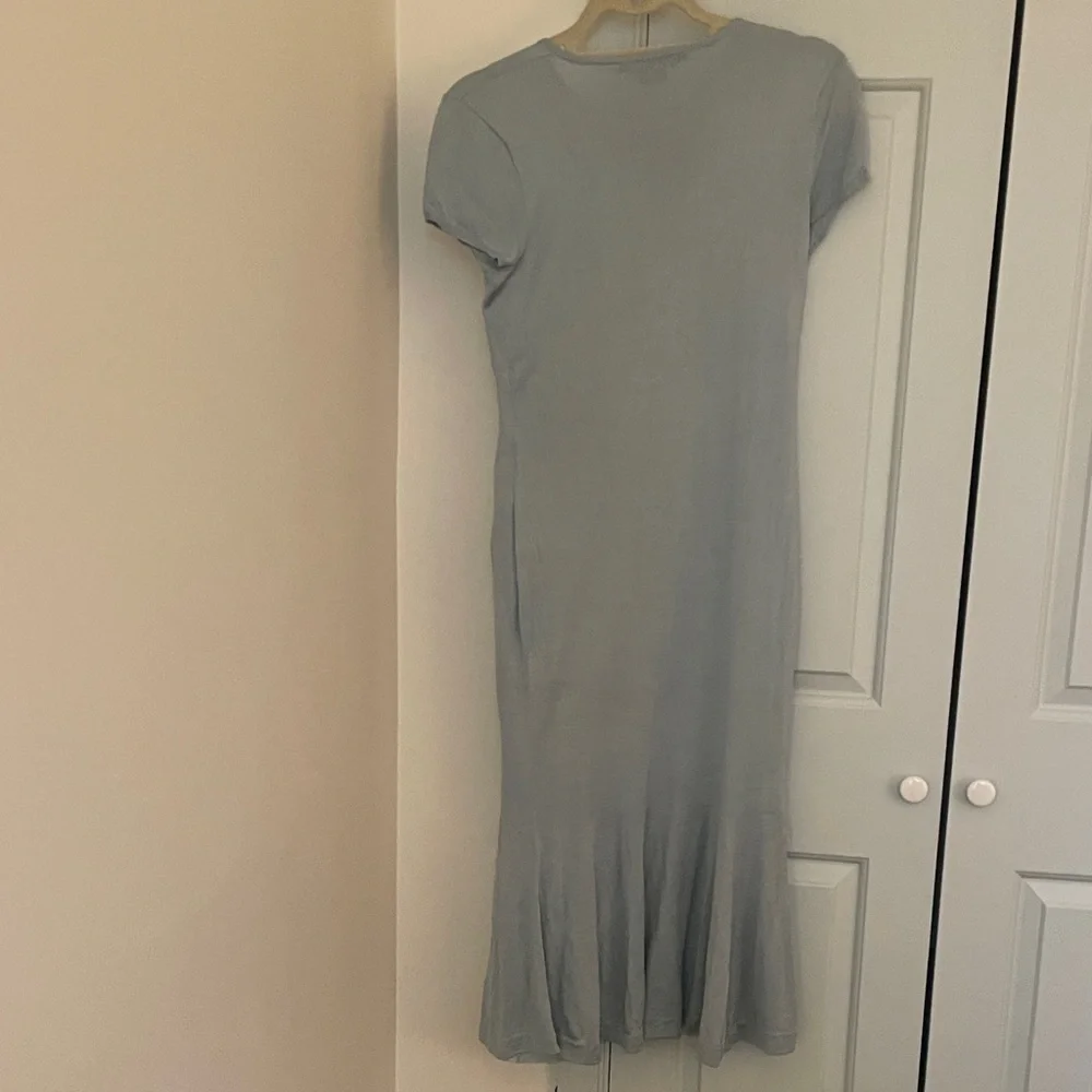 Ralph Lauren Blue Label Silk Short Sleeve Fitted Midi Dress Dusty Blue - Medium - Picture 14 of 16
